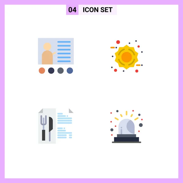 Flat Icon Pack Mit Universellen Symbolen Für Tafel Menü Präsentation — Stockvektor