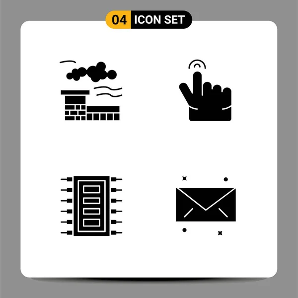 Set Icone Moderne Simboli Segni Fabbrica Computer Doppio Tecnologia Messaggio — Vettoriale Stock