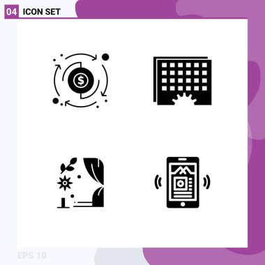 4 Kullanıcı Arayüzü Modern İşaretler ve Dolar, Kemer, Transfer, İşlem, Düğün Düzenlenebilir Vektör Tasarım Elemanları Sembolleri Paketi