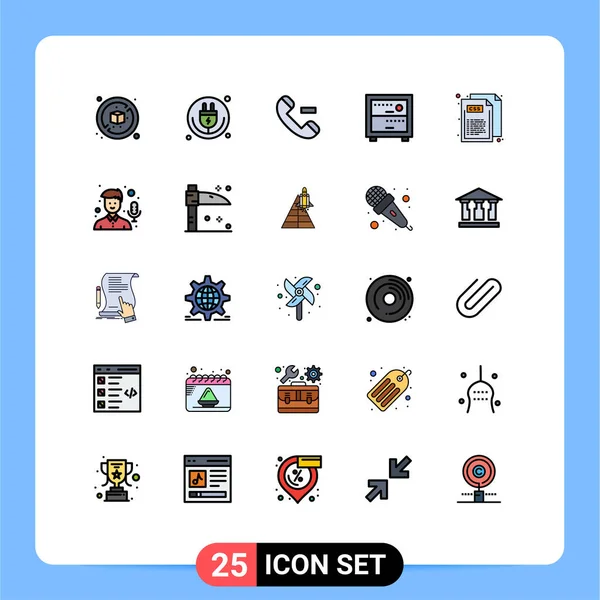 ピクトグラム25のシンプルな塗りつぶしラインフラット色のスタイル Css Call Code Office編集可能なベクトルデザイン要素のセット — ストックベクタ