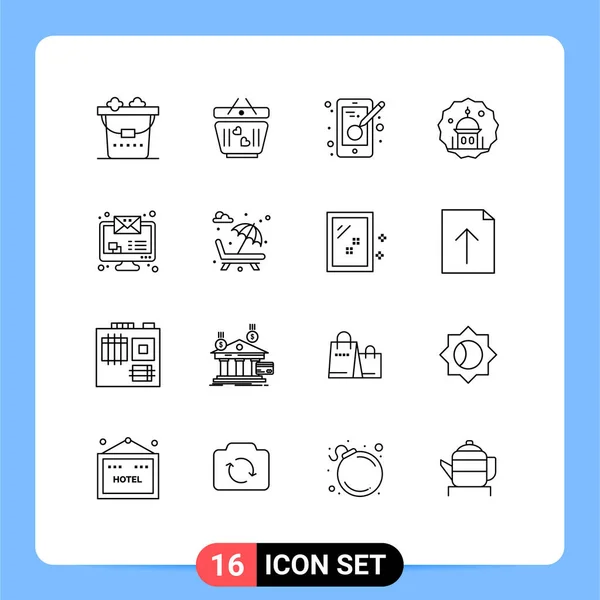 16创意图标现代符号和信息 可编辑矢量设计元素的符号 — 图库矢量图片