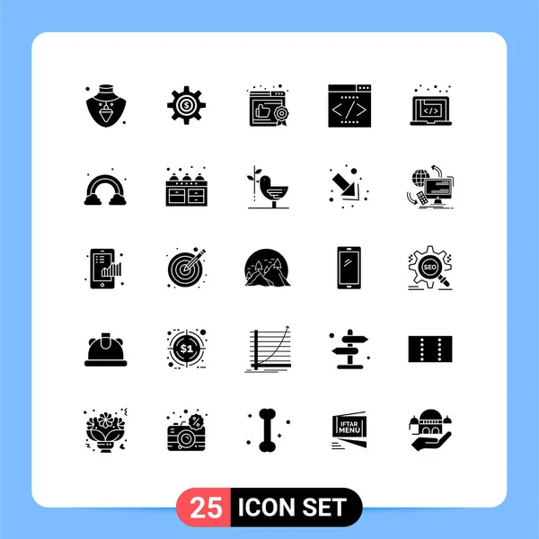 Set Commercial Solid Glyphs Pack Creative Application Business Seo Interface — Archivo Imágenes Vectoriales