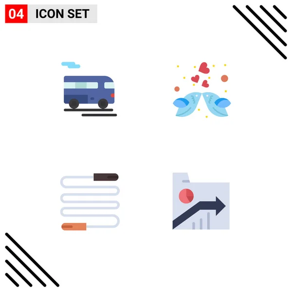 Creative Icons Modern Signs Symbols Bus Fitness Vehicle Heart Rope — Stock Vector