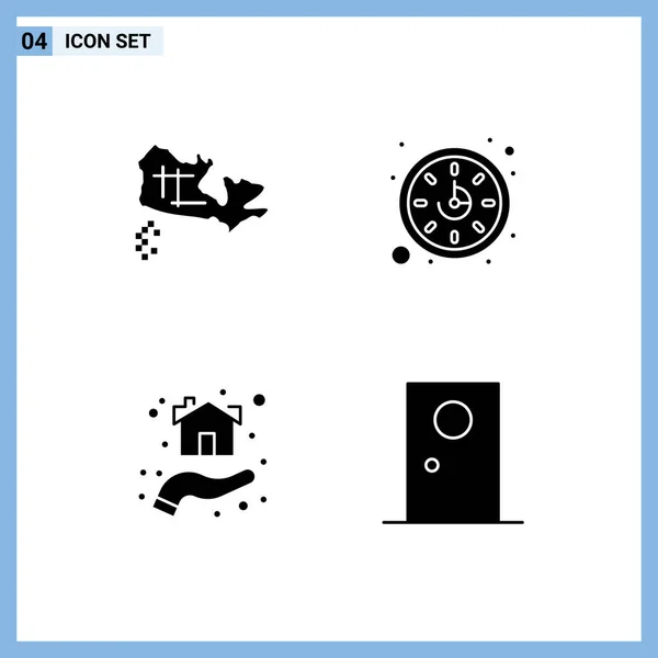 Creative Icons Modern Signs Sysymbols Canada House Clock Giving Door — Vector de stock