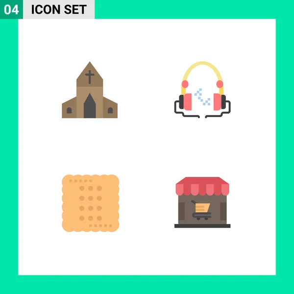 Icone Tematiche Vettoriali Simboli Editabili Chiesa Cucina Croce Audio Cibo — Vettoriale Stock