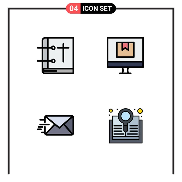 オンライン メールの4つの創造的なアイコン現代的な記号とシンボル編集可能なベクトルデザイン要素 — ストックベクタ