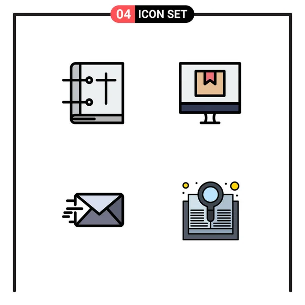 Creative Icons Modern Jelek Szimbólumok Biblia Online Szent Könyv Kereskedelem — Stock Vector