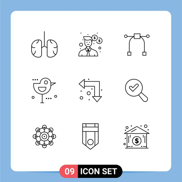 Pictogram Set Simple Outlines Arrows Thanks Money Sparrow Autumn Editable — 스톡 벡터