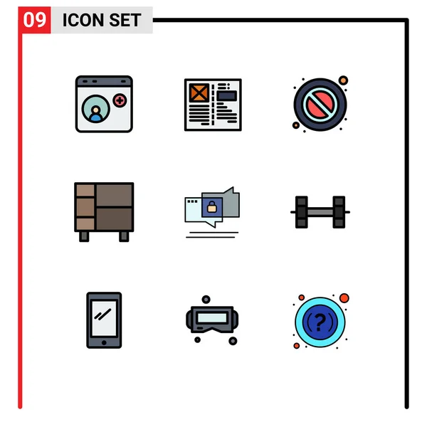 Universal Icon Symbols Gruppo Modern Filledline Accessori Casa Griglia Casa — Vettoriale Stock