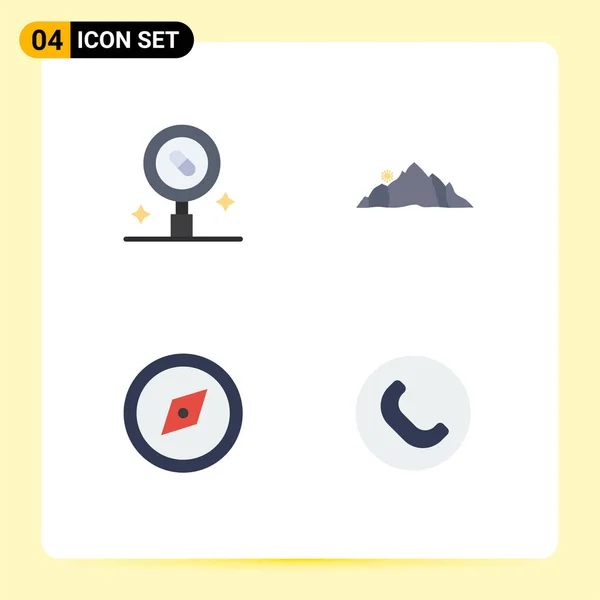 Set Commercial Flat Icons Pack Research Scene Medicine Landscape Direction — Vector de stock