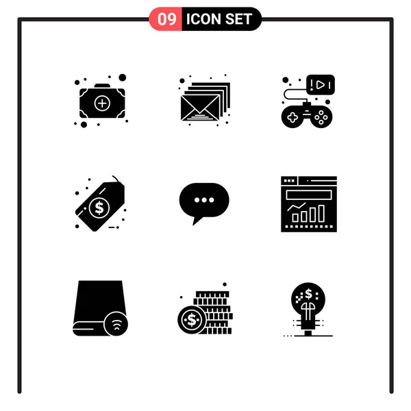 Mobile Interface Solid Gyph Set Pictograms Bubble Comment Game Chat — Archivo Imágenes Vectoriales