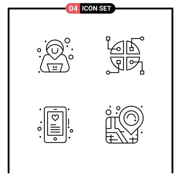 Mobile Interface Line Set Pictograms Confirm Mobile Construction Device Map — Stockový vektor