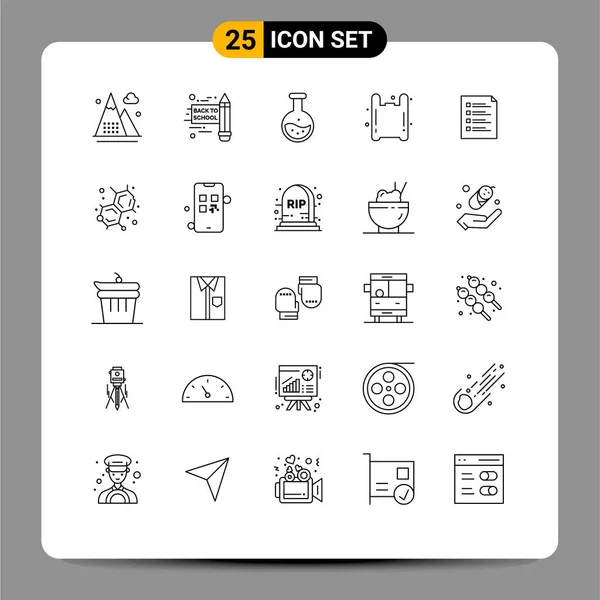 Mobile Interface Line Set Pictograms Check Pollution Labe Plastic Bag — Stockový vektor