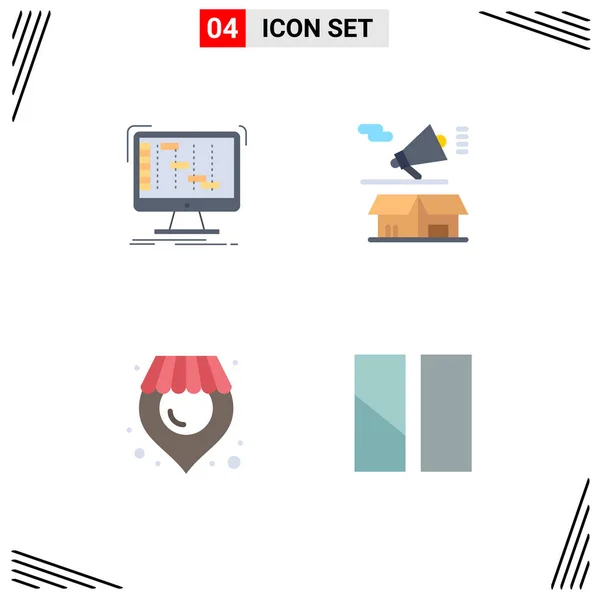 Flat Icons Signs Symbols Ableton Open Digital Announcement Shop Editable — 스톡 벡터