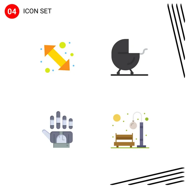 Modern Set Flat Icons Pictograph Arrow Tracking Right Buggy Hand — Stock Vector