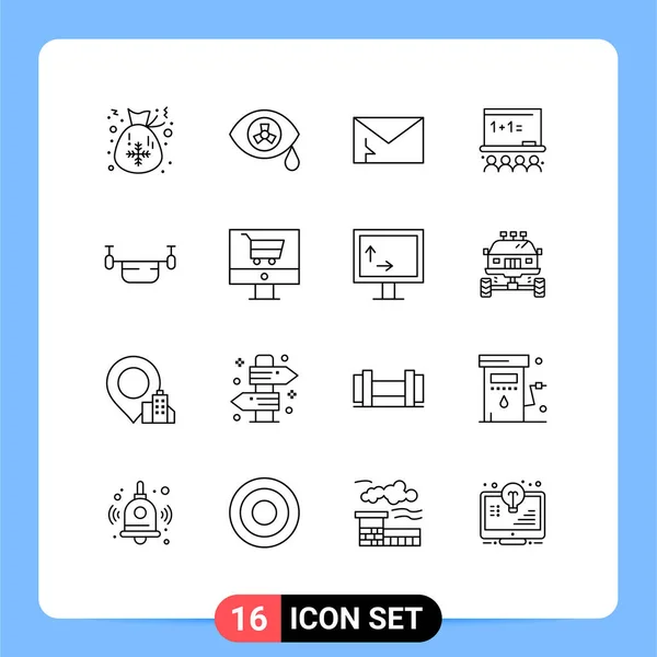 Stock Vector Icon Pack Line Signs Symbols Drone School Infected — Stock Vector
