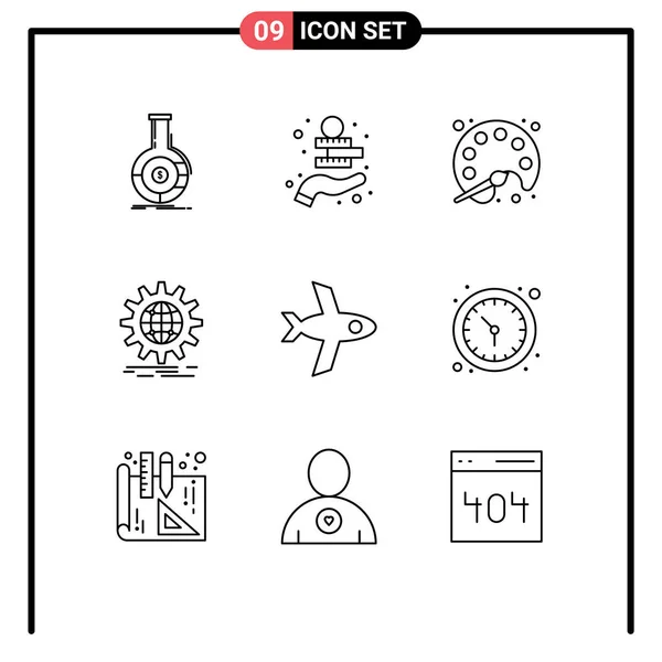 Universal Icon Symbols Group Modern Outlines Gear Globe Asset Business — Stock Vector