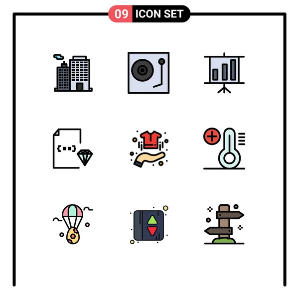 9個のモダンなUiアイコンのセット購入 ドキュメント ビニール コーディングのための記号編集可能なベクトルデザイン要素 — ストックベクタ