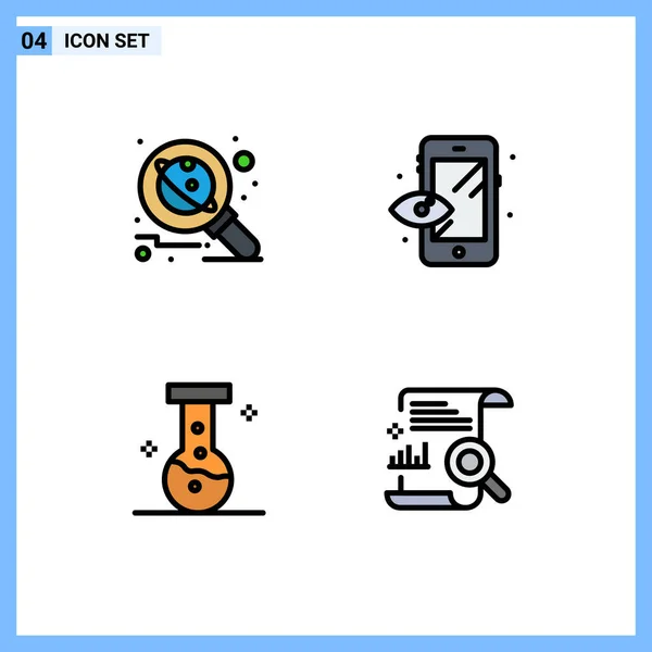 Stock Vector Icon Pack Лінійних Знаків Символів Астрономії Лабораторії Науки — стоковий вектор