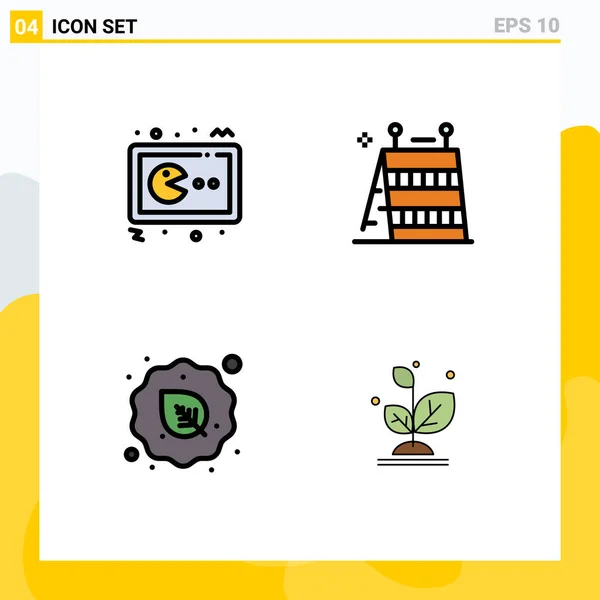 Creative Icons Modern Jelek Szimbólumok Pac Ember Diéta Gamepad Építés — Stock Vector