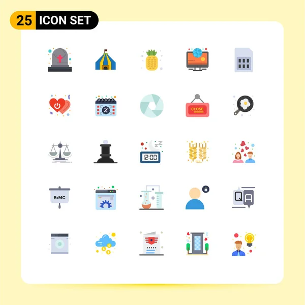 Creative Icons Modern Signs Sysymbols Heart Sim Pineapple Phone Card — Vector de stock