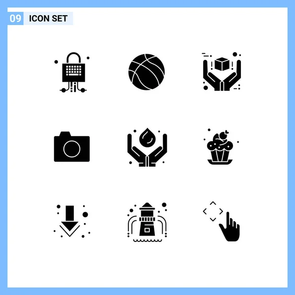 Conjunto Icones Modernos Símbolos Sinais Para Cuidado Foto Grande Imagem — Vetor de Stock