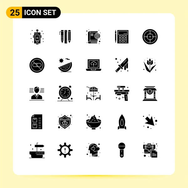 Universal Icon Symbols Group Modern Solid Glyphs Calculation Account Items — Stockový vektor