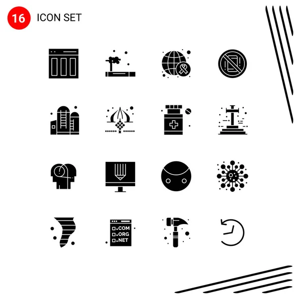 User Interface Solid Glyph Pack Modern Signs Symbols Phone Mobile — Διανυσματικό Αρχείο