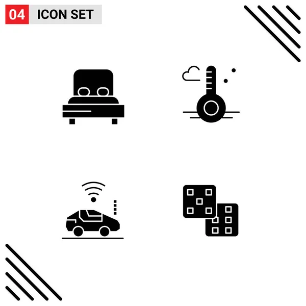 Universal Icon Symbols Group Modern Solid Glyphs Bed Car Wedding — Stock Vector