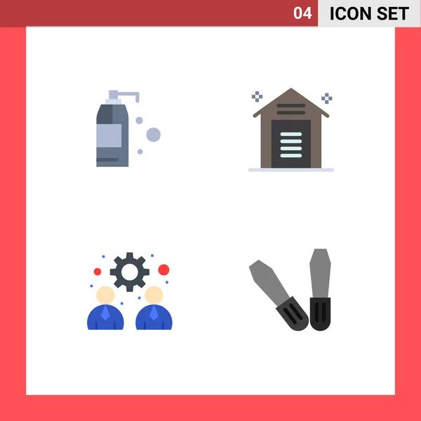 Pack Iconos Planos Creativos Limpieza Gestión Comercio Electrónico Almacén Trabajo — Vector de stock