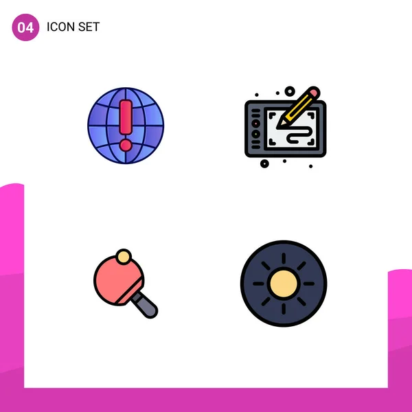 Filledline Flat Color Concept Websites Mobile Globe Pong World Art — стоковый вектор