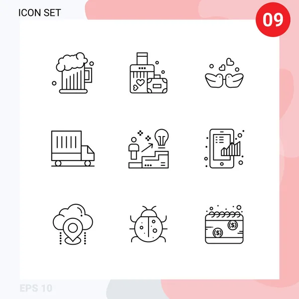 Universal Icon Symbols Group Modern Outlines User Ladder Birds Van — Vetor de Stock