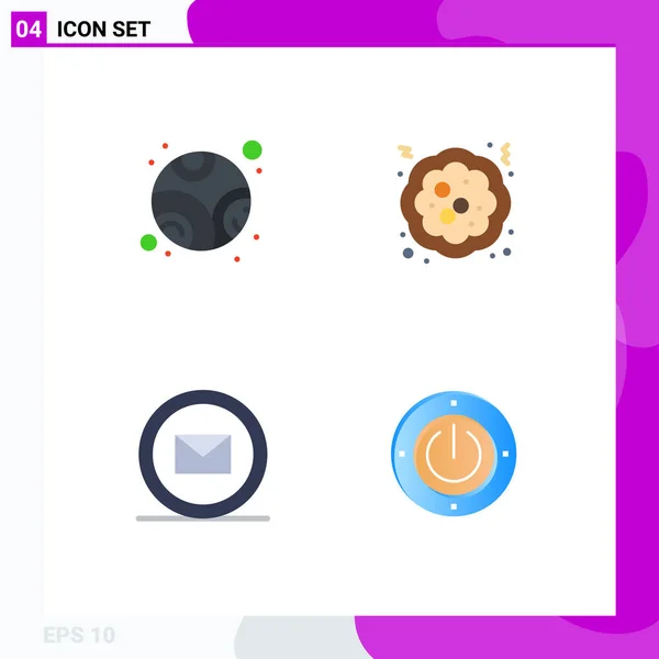 Set Commercial Flat Icons Pack Neptune Online Cake Pie Electricity — Stock Vector