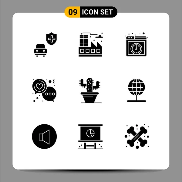 User Interface Pack Mit Basic Solid Glyphen Von Pflanzen Kakteen — Stockvektor