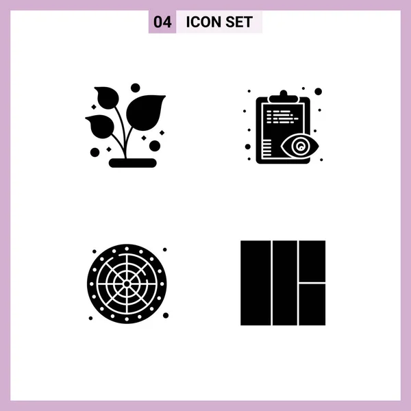 Set Modern Icons Sysymbols Signs Grow Wheel Plant View Play — Vector de stock