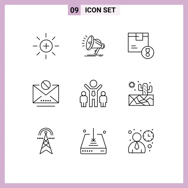 Stock Vector Icon Pack Line Signs Symbols Company Mail Achievement — Stock Vector