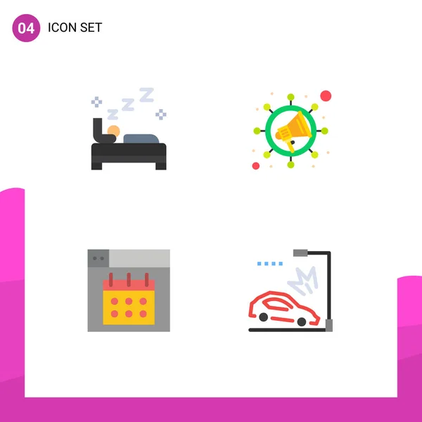Set Mit Kommerziellen Flachen Symbolen Für Bett Kalender Reinigung Viren — Stockvektor