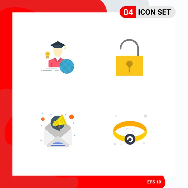 Flat Icon Concepto Para Sitios Web Móviles Aplicaciones Graduación Mail — Vector de stock