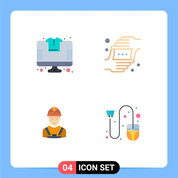 Icônes Flatteurs Thématiques Symboles Modifiables Ligne Travailleur Tshirt Mains Avatar — Image vectorielle