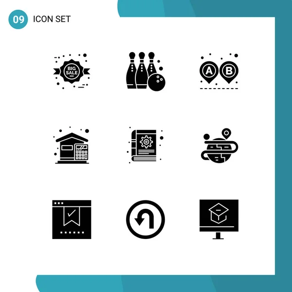 Thematic Vector Solid Glyphs Editable Symbols House Cost Play Budget — 스톡 벡터