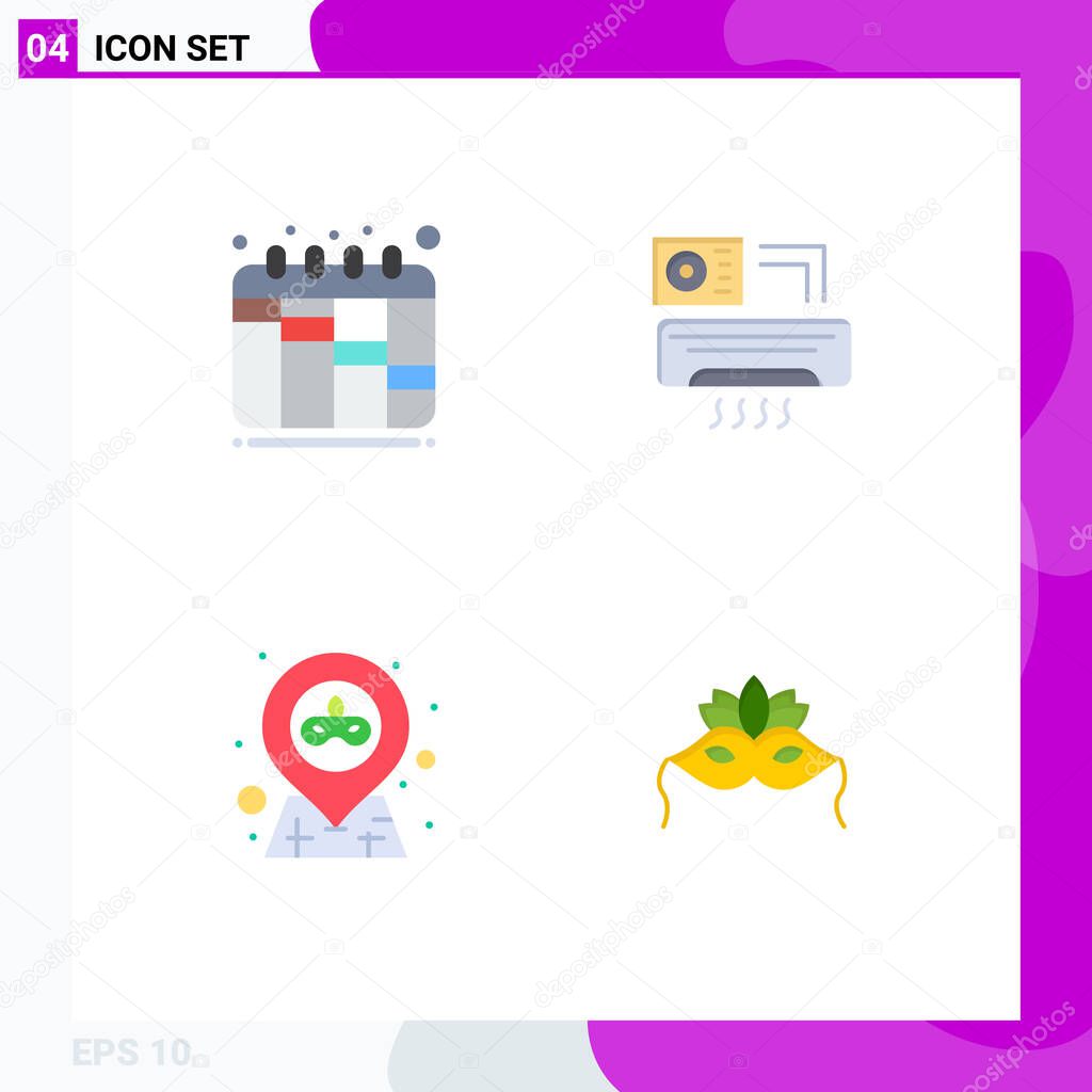 Stock Vector Icon Pack of 4 Line Signs and Symbols for iteration, pin, air, room, mask Editable Vector Design Elements