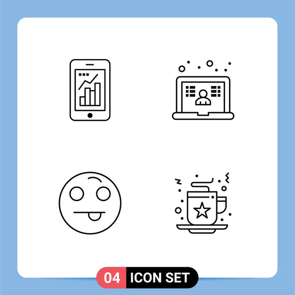 Vector Stock Icon Pack Líneas Signos Símbolos Para Gráficos Emojis — Vector de stock