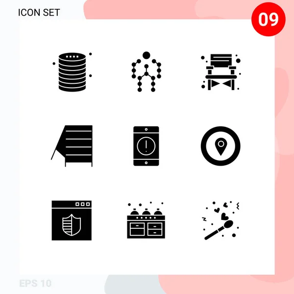 Interface Usuário Solid Glyph Pack Modern Signs Symbols Cellphone Tools — Vetor de Stock