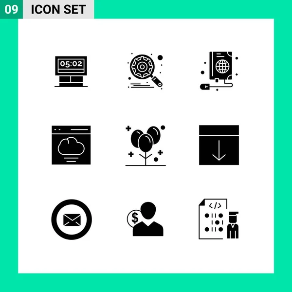 Set Modern Icons Sysymbols Signs Celebration User Mouse Interface Cloud — Vector de stock