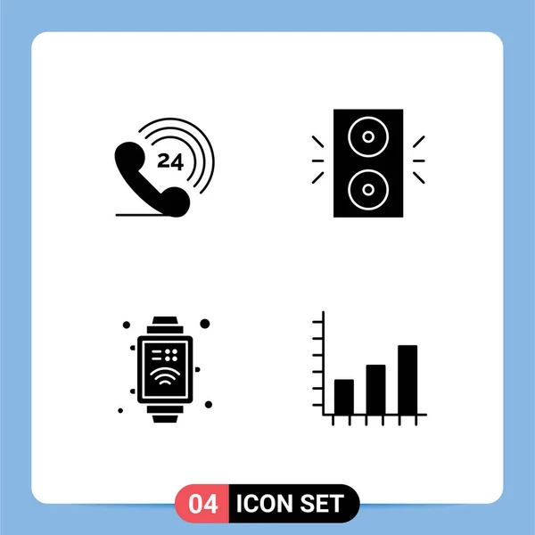 Mobile Interface Solid Gyph Set Pictograms Phone Internet Winter Analysis — Vector de stock