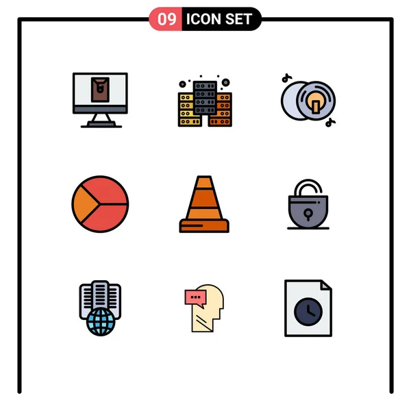 Universal Icon Symbols Group Modern Filledline Flat Színek Forgalom Kúp — Stock Vector