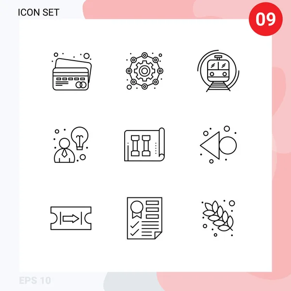 Modern Set Outlines Pictograph Inventory Equipment Train Strategy Business Editable — Stock Vector