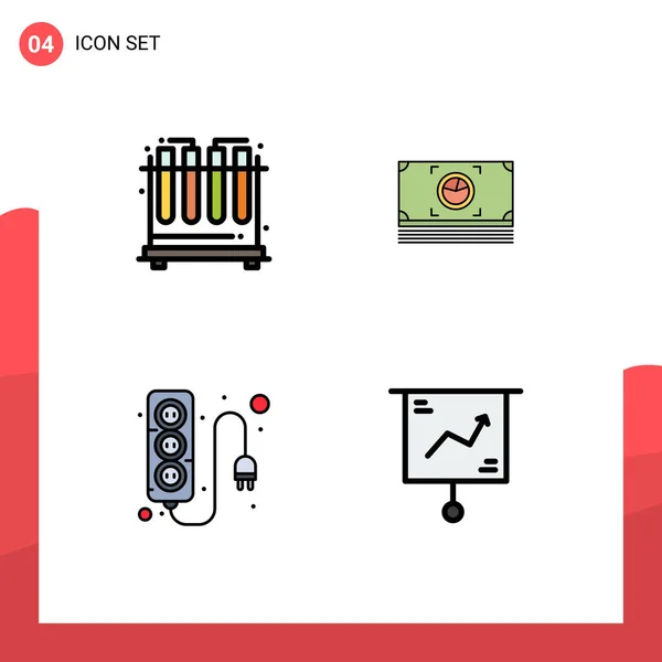 Filledline Flat Color Conceito Para Websites Mobile Apps Química Poder — Vetor de Stock