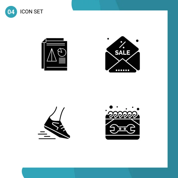 Set Med Vektorer Solid Glyfer Grid För Rapport Ben Diagram — Stock vektor