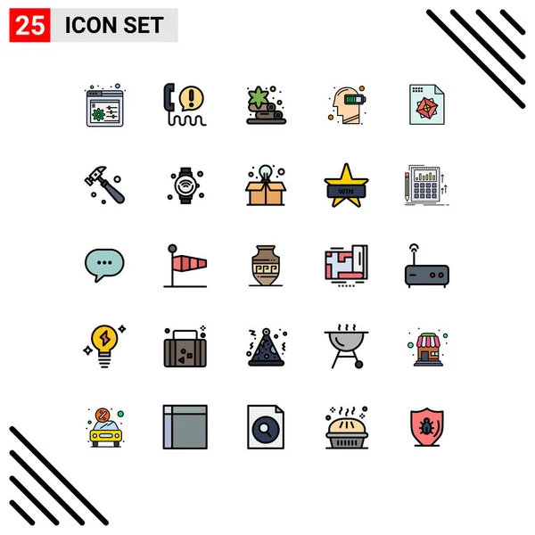 Vector Stock Icon Pack Líneas Señales Símbolos Para Procesamiento Mente — Vector de stock